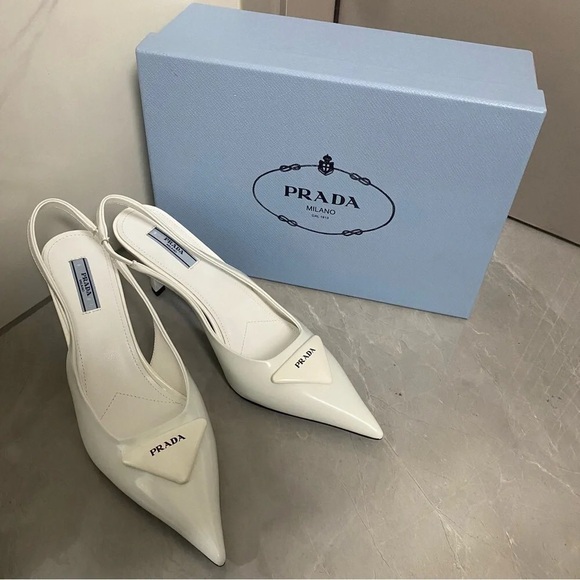 Meet the Posher Shoes - 🐱🐱🐱Prada White Slingback Heels